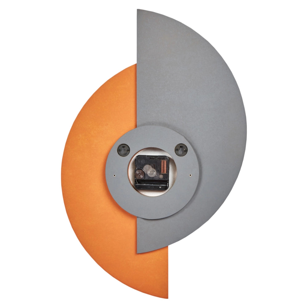 Orologio da parete grigio e arancione in metallo MDF 29 x 47 cm Design senza numeri Decorazione per il soggiorno