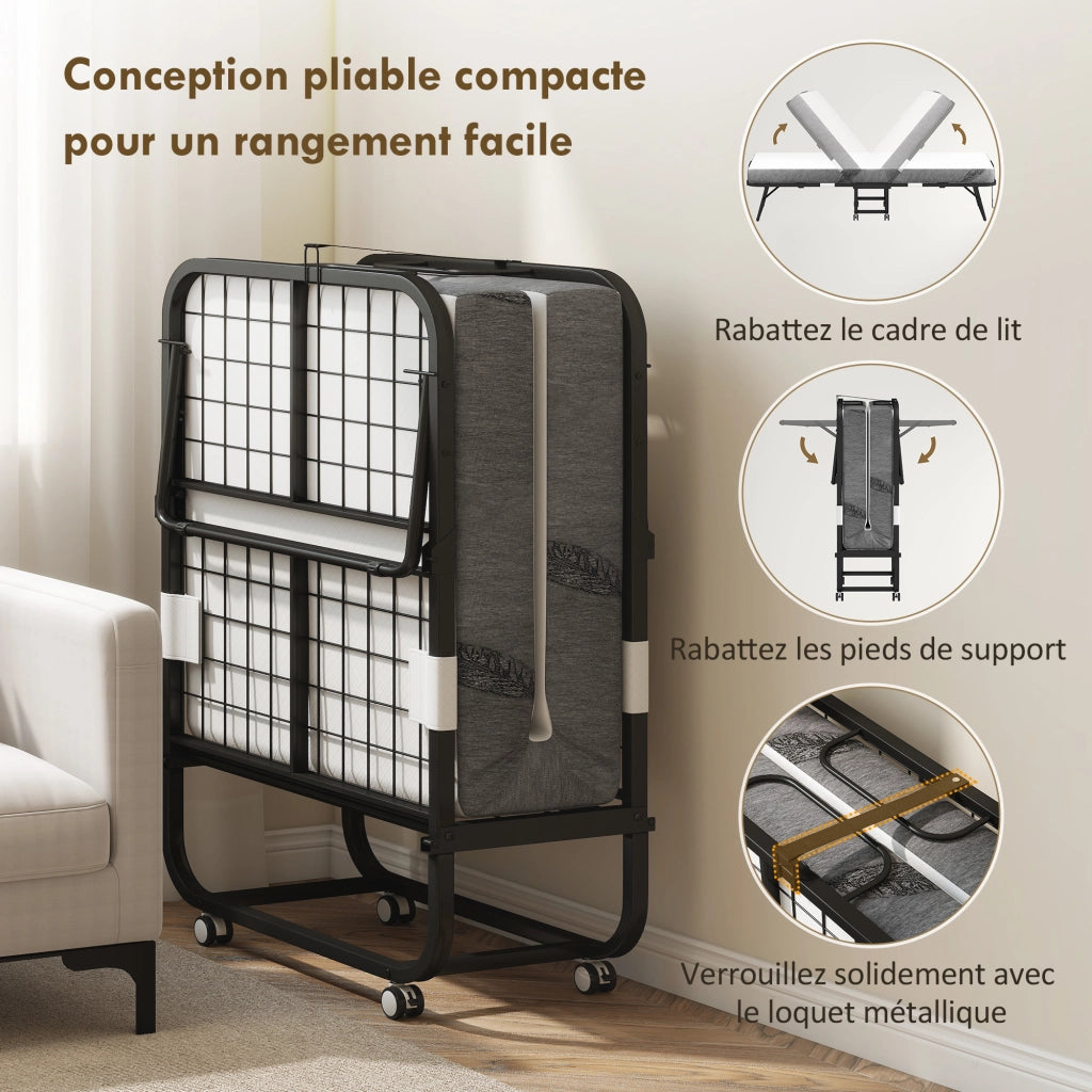 Letto singolo pieghevole con materasso ¨C zephmum ¨C bianco 200x80 cm