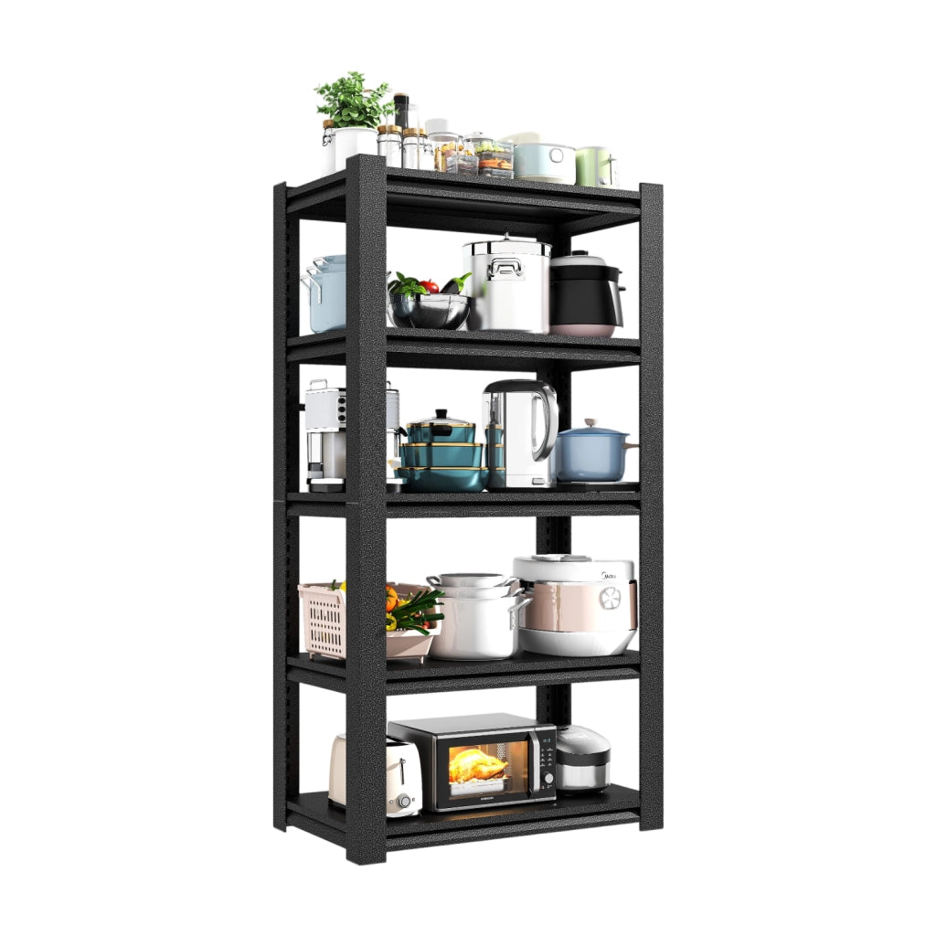 Scaffale portatutto 183x90x40 cm con ripiani regolabili in metallo nero