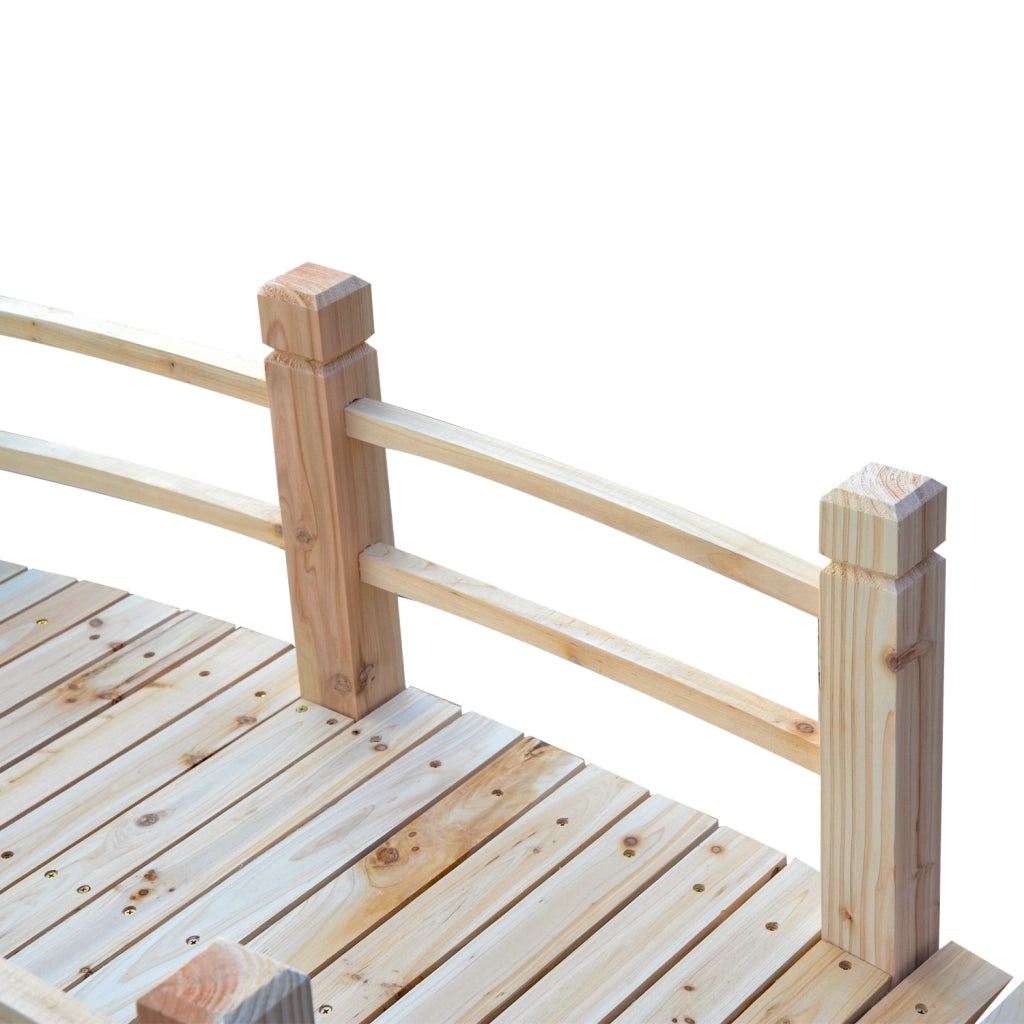 Ponticello da giardino in legno per stagno con ringhiera ¨C zephmum ¨C legno di abete 152.5x67x48 cm