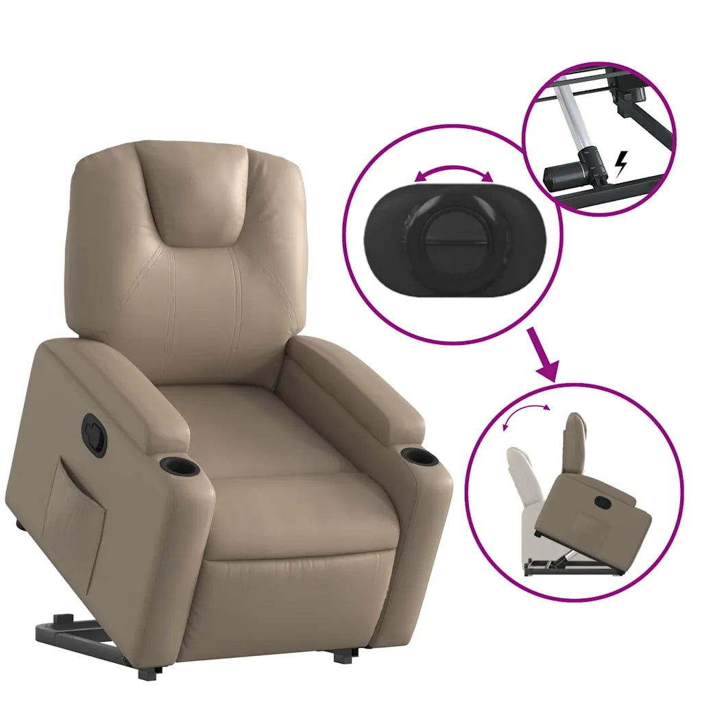 Poltrona | Sedia Relax Alzapersona Reclinabile Cappuccino in Similpelle
