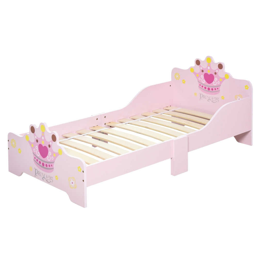 EasyComfort Letto per Bambini con Bordi Rialzati e 6 Gambe in Legno per Cameretta, Lettino per Bimbi da 3-6 Anni, 143x73x60cm, Rosa