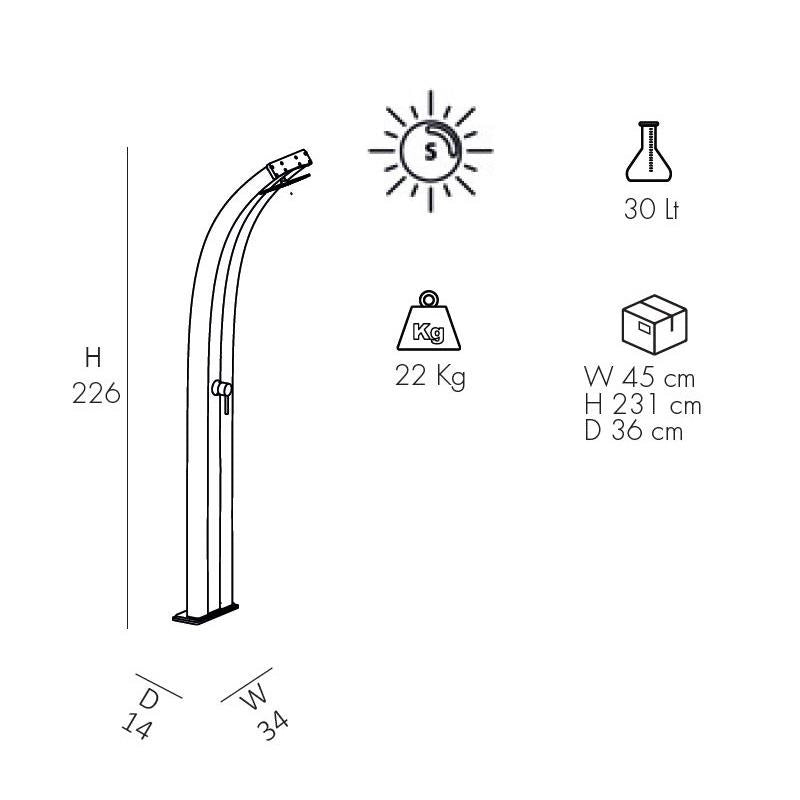 Doccia Solare Dada 40 Litri In Alluminio Con Miscelatore Colore Blu Cv-D300/5012