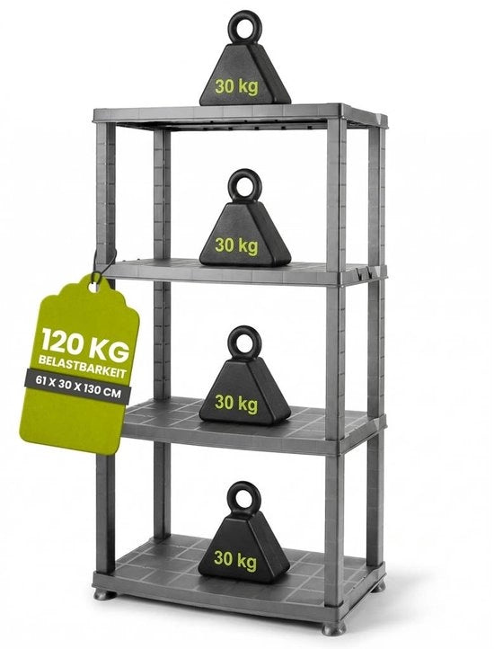 Rack di plastica 4 pannelli - Costruzione stabile - Armadio per la casa - Rack per cantina - Rack per garage - Risparmio di spazio
