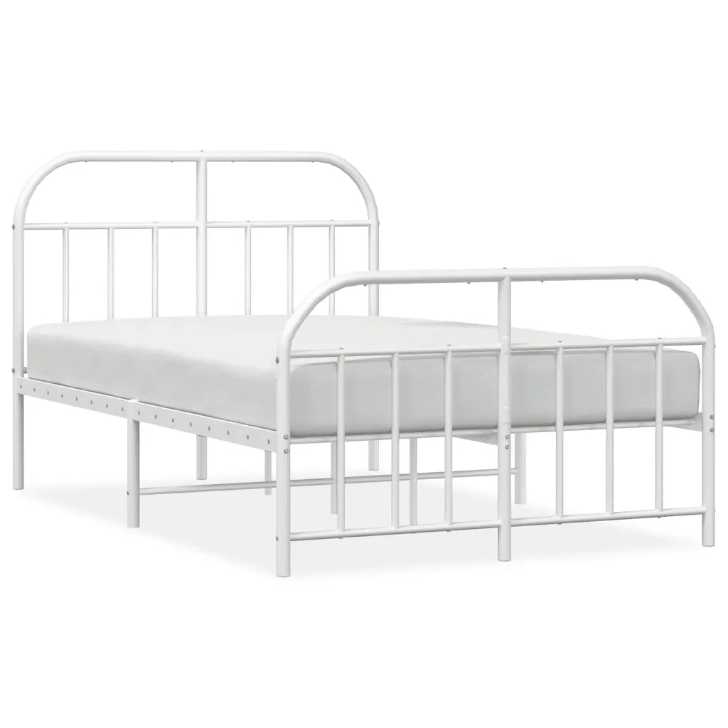 Giroletto con Testiera e Pediera-Struttura Letto Metallo Bianco 120x190 cm 202140