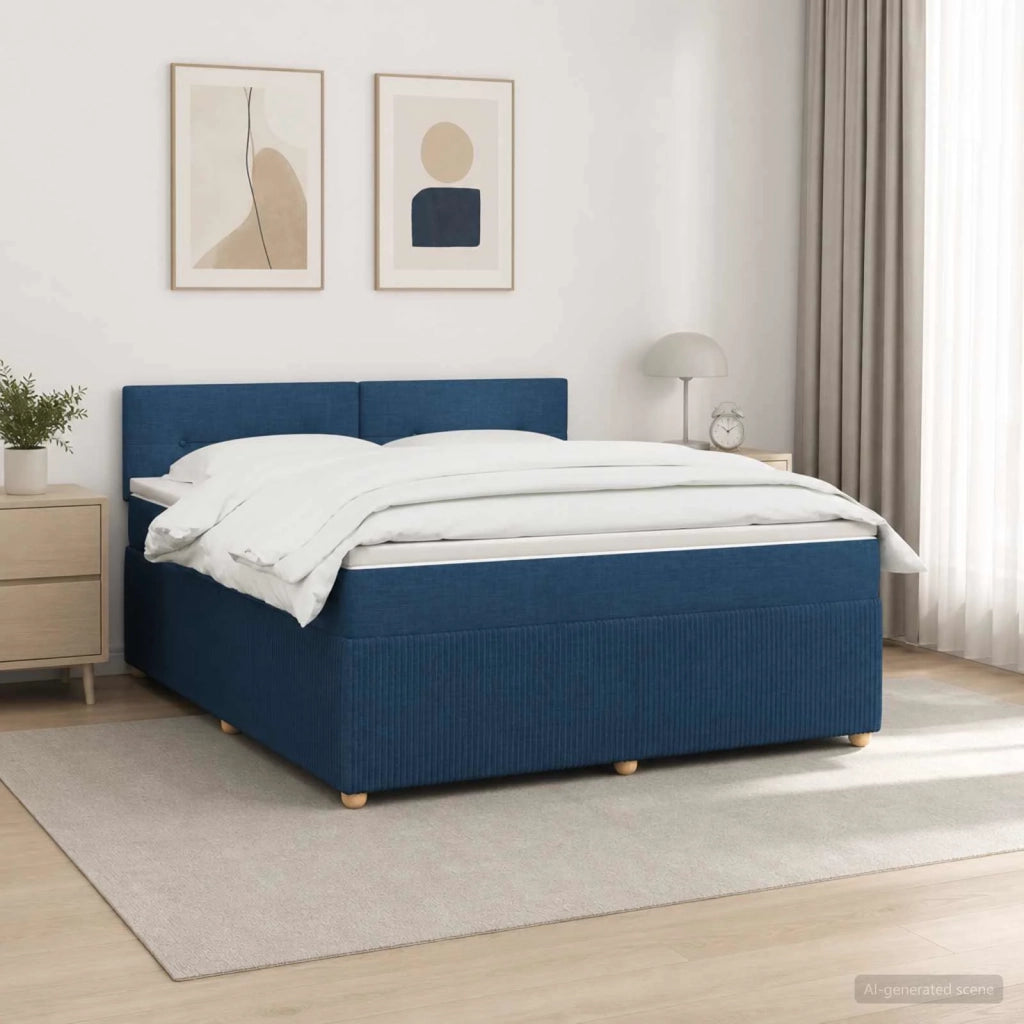 Letto box spring con materasso Blu 140 x 200 cm Tessuto 3452952
