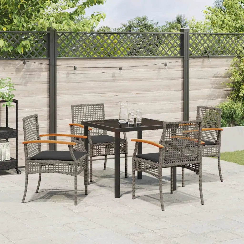 Set da Pranzo per Giardino 5 pz Grigio e Nero Rattan 3380821
