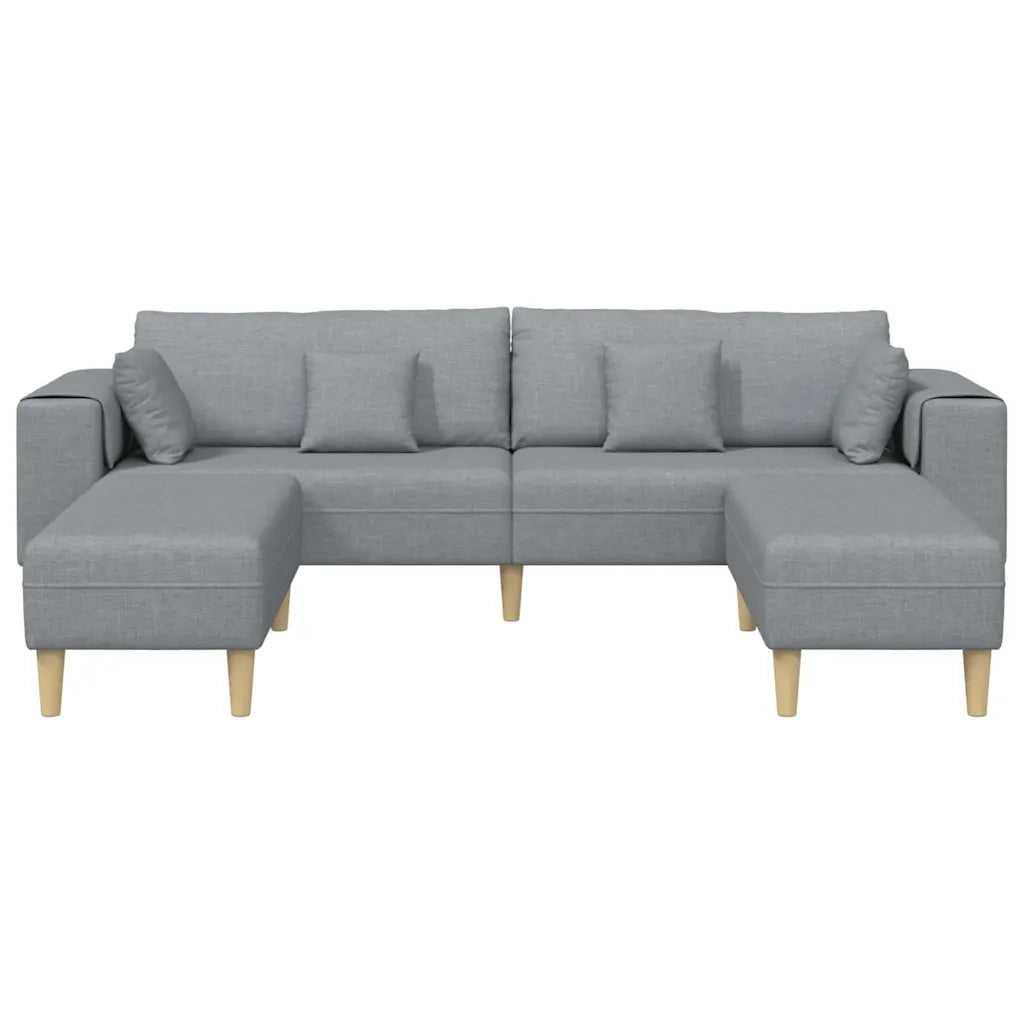 Divano in tessuto con cuscino 3 pcs Grigio chiaro 208 cm Tessuto