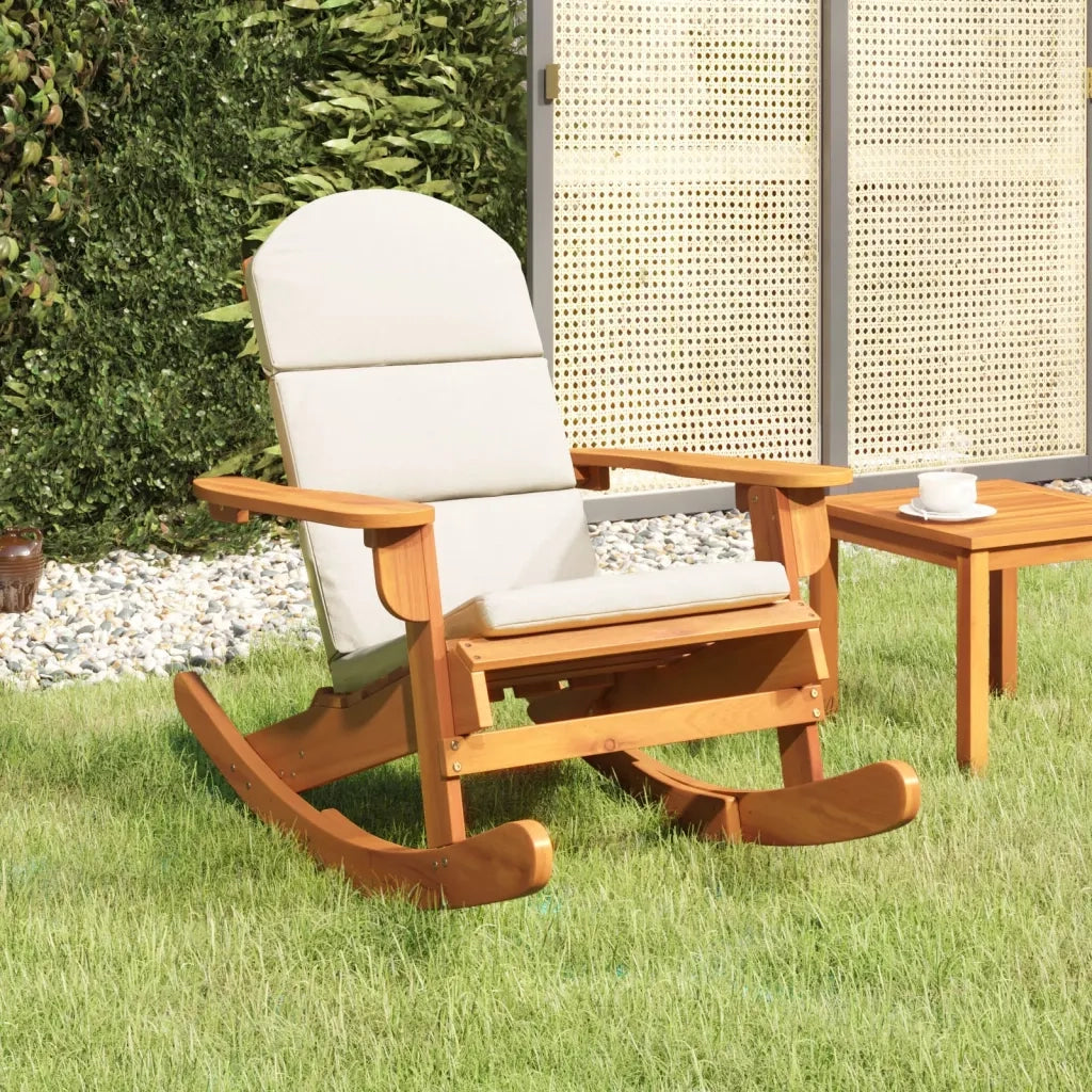 Sedia a Dondolo Adirondack con Cuscini Legno Massello di Acacia 360036