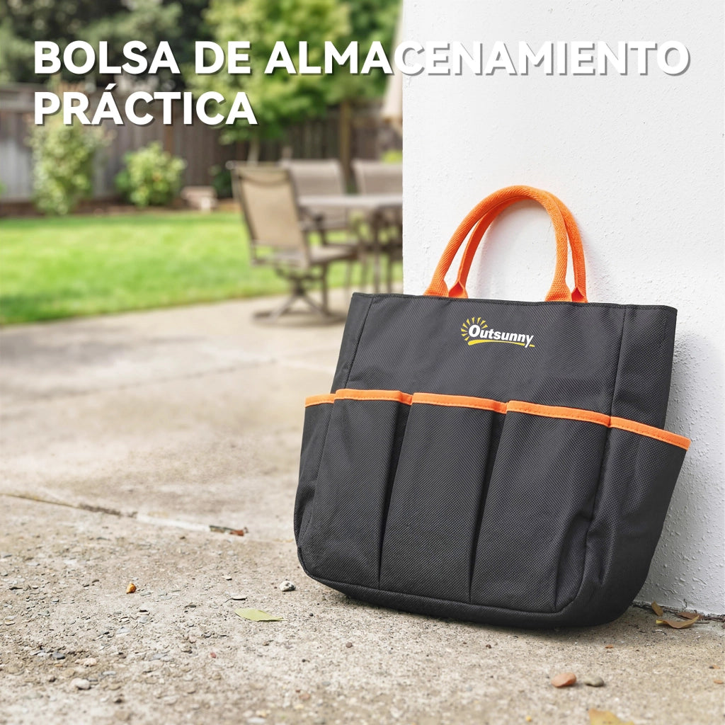 Sgabello da Giardino Pieghevole con Cuscino EVA e Borsa per Attrezzi ¨C Minimal ¨C Grigio