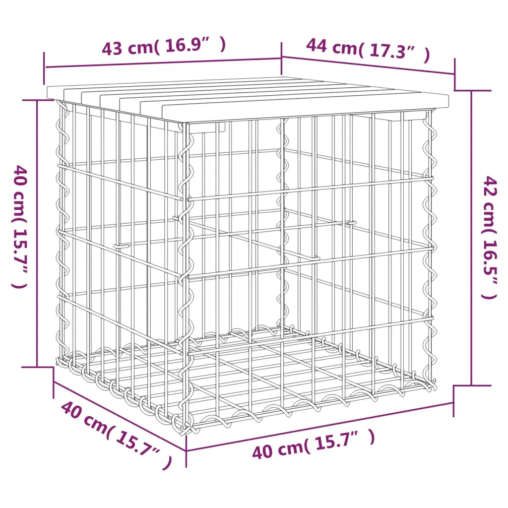 Panca da Giardino Design Gabbione 43x44x42 cm Pino Impregnato 834337