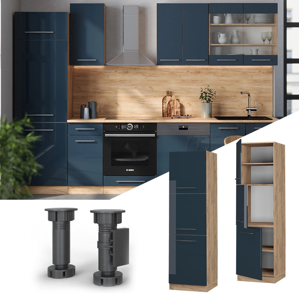Vicco Armadi da cucina  Blu scuro lucido 60 cm