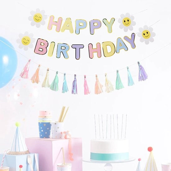 Decorazione per Festa di Compleanno - Banniere e Frange a Slinga - Decorazione Luccicante - Decorazione per Festa - Adatta per Bambini e Adulti - Leggera e Riciclabile - Decorazione per Festa