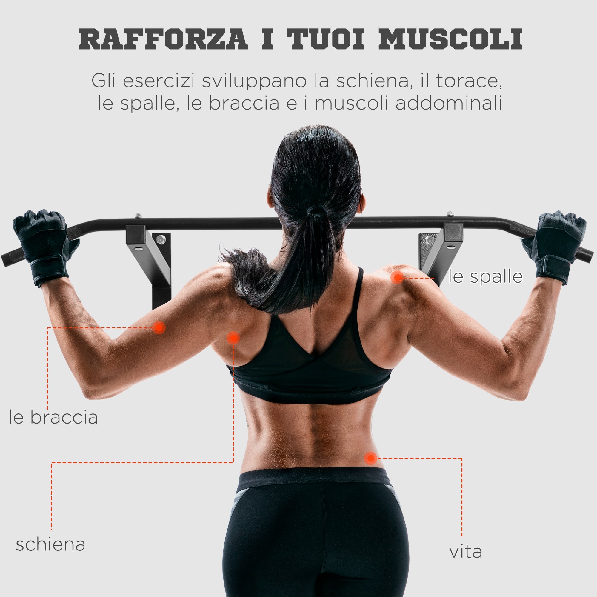 Barra Trazioni a Muro con Struttura in Acciaio 116x43x20 cm