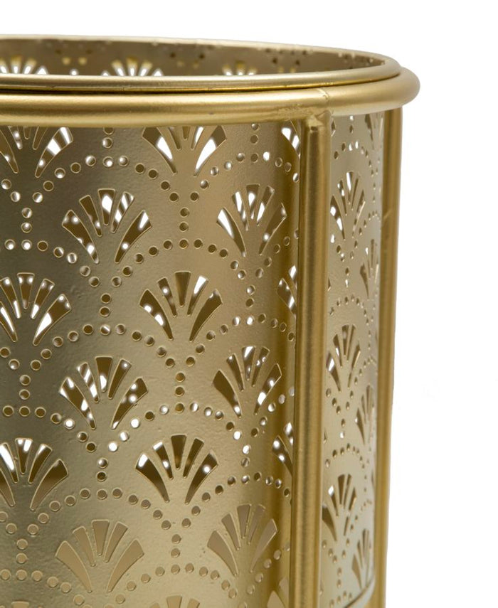 Set 2 Portavasi Ø21x40-19x22 cm in Metallo Oro