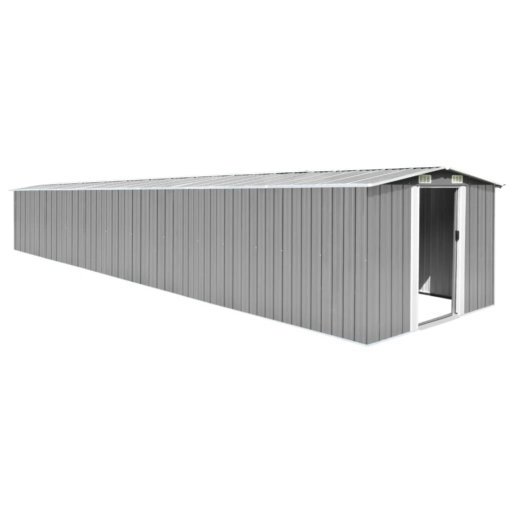 Casetta da giardino cabina ripostiglio casetta da esterno robusta casetta per attrezzi 257 x 779 x 181 cm acciaio zincato grigio 02_0022233