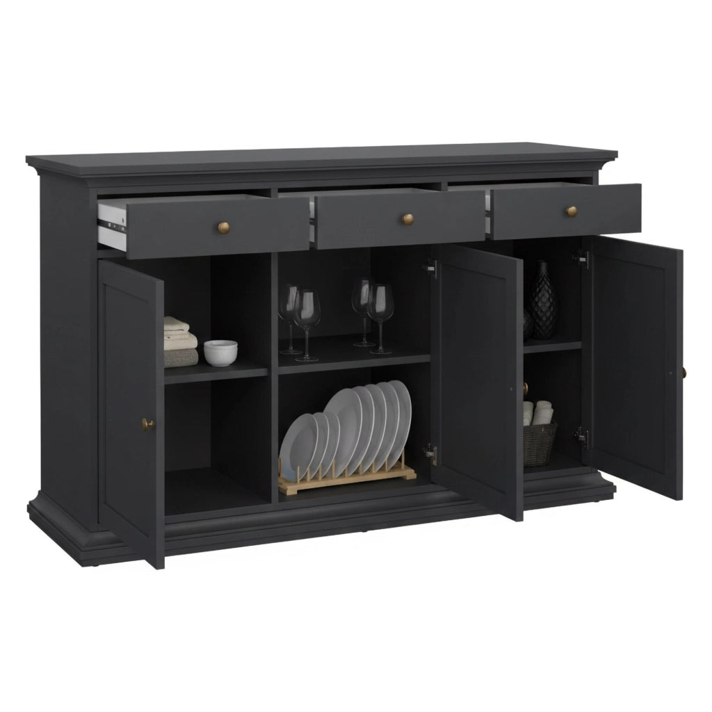 Credenza Asola, Buffet da soggiorno, Madia da salotto, Dispensa da cucina, 144x46 h92 cm, Grigio