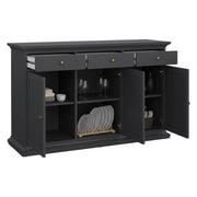 Credenza Asola, Buffet da soggiorno, Madia da salotto, Dispensa da cucina, 144x46 h92 cm, Grigio