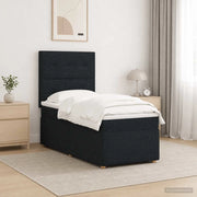 Letto Box Spring LED con Materasso Nero 100 x 200 cm Tessuto 3455792