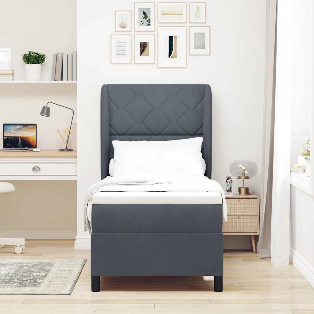 Letto a molle con materasso Grigio scuro 200 x 80 cm Poliestere 3340953