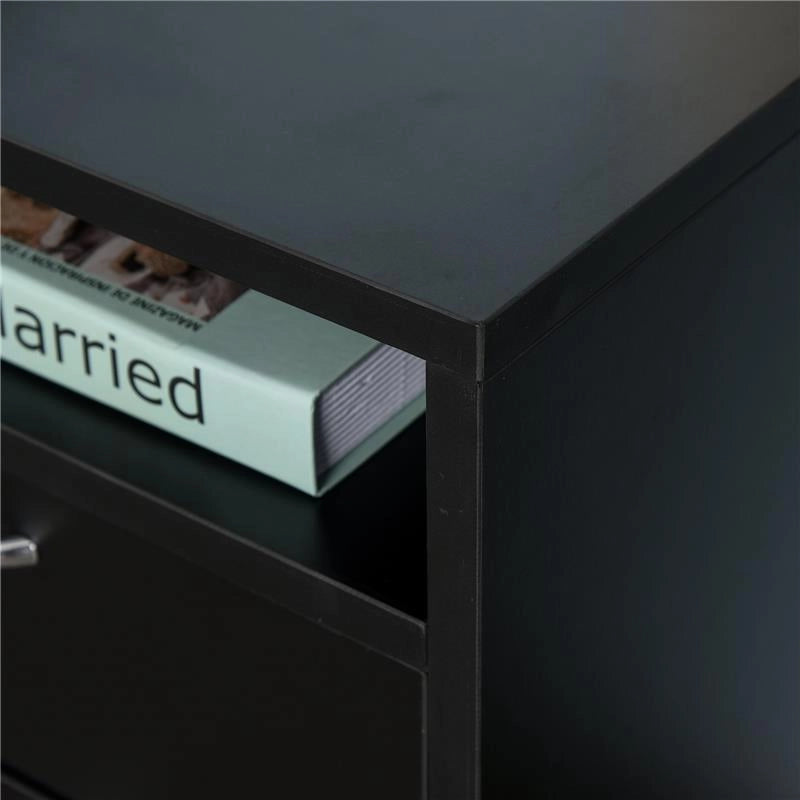 CASSETTIERA PORTADOCUMENTI DA UFFICIO CON RUOTE E 2 CASSETTI IN LEGNO NERO
