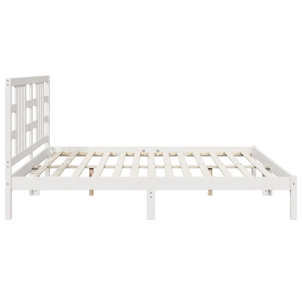Giroletto-Struttura Letto Bianco in Legno Massello 200x200 cm 223221