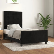 Giroletto con Testiera-Struttura Letto con testiera Nero 90x190 cm in Velluto 616725