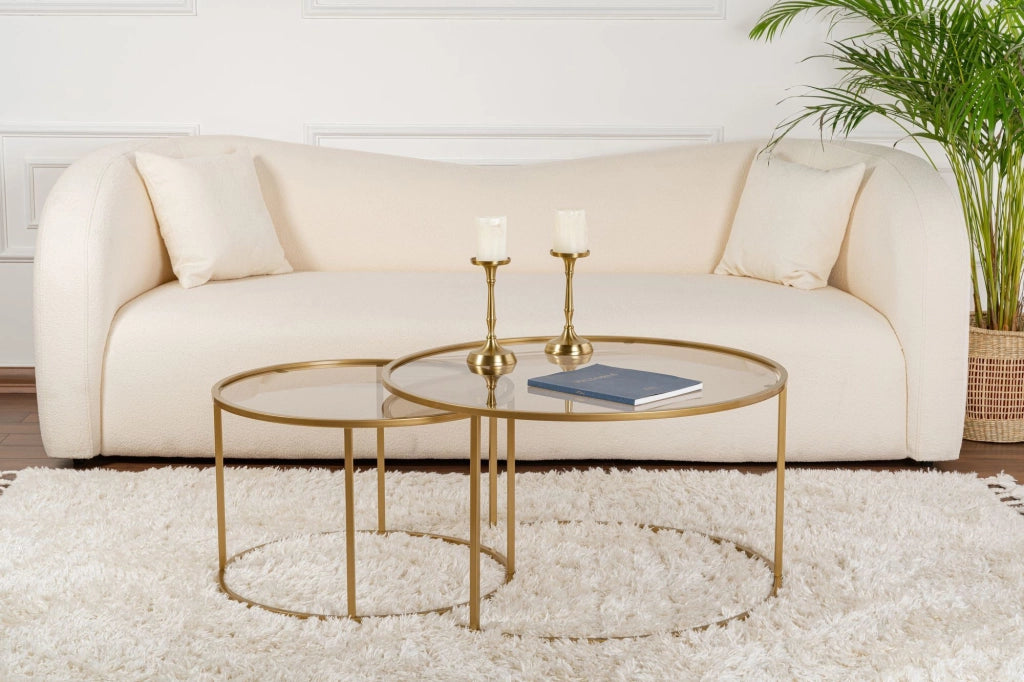 Set di 2 tavolini in metallo "Aurum" - 80 x 80 x 43 cm - Oro Bronzo