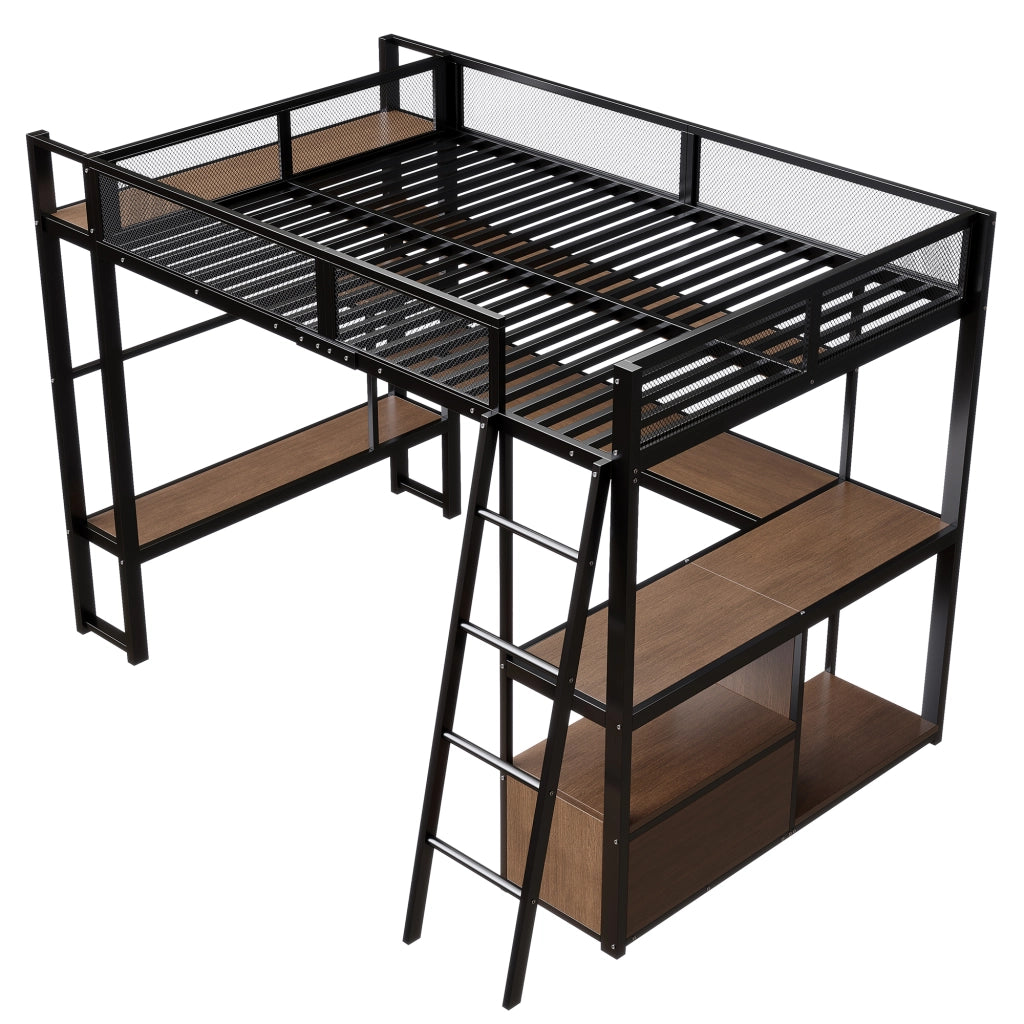 LETTO a soppalco con scrivania integrata 140x200 cm nero