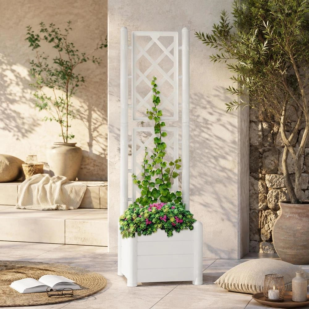 Plant Pot With Trellis 43x43x142 Cm PP White