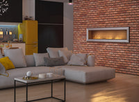 Camino a Bioetanolo da Parete/Incasso 180x49 cm Frame 1800 Inox con Vetro