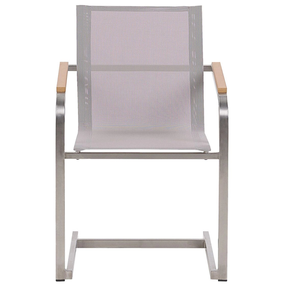 Set da pranzo da giardino a 8 posti Bianco e Beige Alluminio Acciaio Inox Mobili da Esterno Moderni