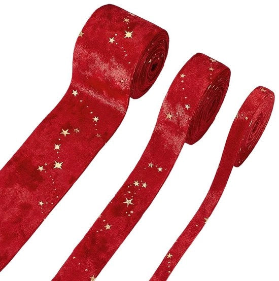 Decorazione a Lint Flou - Doppia Facia - Disegno a Stelle - Lint Decorativo - Confezione Regalo - Decorazione per Matrimoni - 3 Rotoli di 2,19 Yards - Lint Decorativo