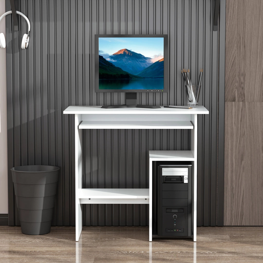 Scrivania per Computer con Ripiano CPU e Tastiera ¨C zephmum ¨C 80x45x75 cm Bianco