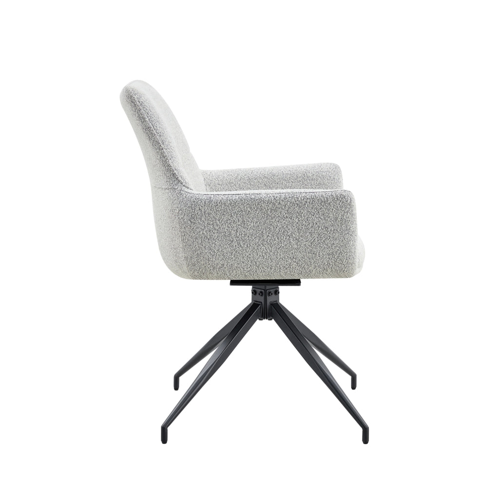 Sedia imbottita girevole 360° in tessuto grigio chiaro