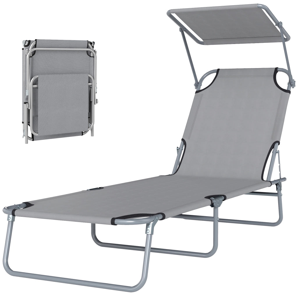 Chaise longue pliante ¨C zephmum ¨C grigio chiaro 187x58x36 cm