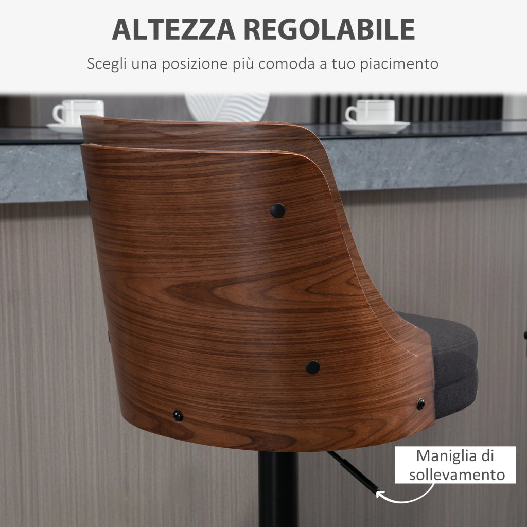 EasyComfort Set 2 Sgabelli Alti Girevoli da Cucina e Bar, Moderni ad Altezza Regolabile in Tessuto Traspirante, 47.5x50x93.5-116 cm