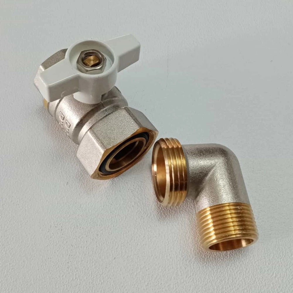 Valvola sfera saracinesca da 3/4 ad angolo mf leva corta con bocchettone orientabile