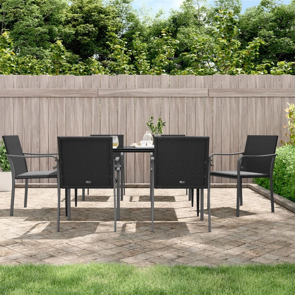 Set Pranzo da Giardino 7 pz con Cuscini in Polyrattan e Acciaiocod mxl 100567