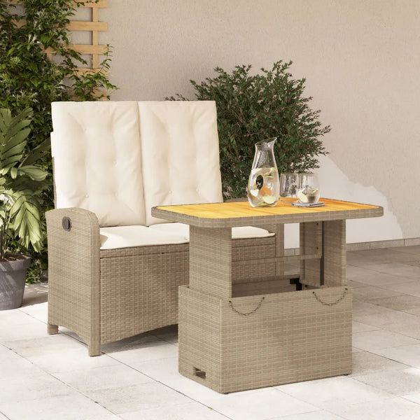 Set da Pranzo da Giardino 2 pz con Cuscini Beige in Polyrattancod mxl 91166