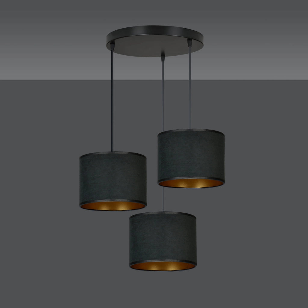 Lampadario Emibig Hilde 3 Premium 3xE27 nero oro tessuto