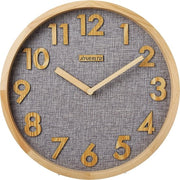 Cronografo da parete, orologio da cucina silenzioso senza tic quartz con numeri in legno visualizzazione 3D, cornice in legno con faccia in lino orologio per casa ufficio classe. (Grigio) [Classe di efficienza energetica A++]