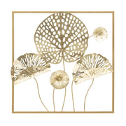 Pannello In Ferro Gold Flowers cm 50x5x50