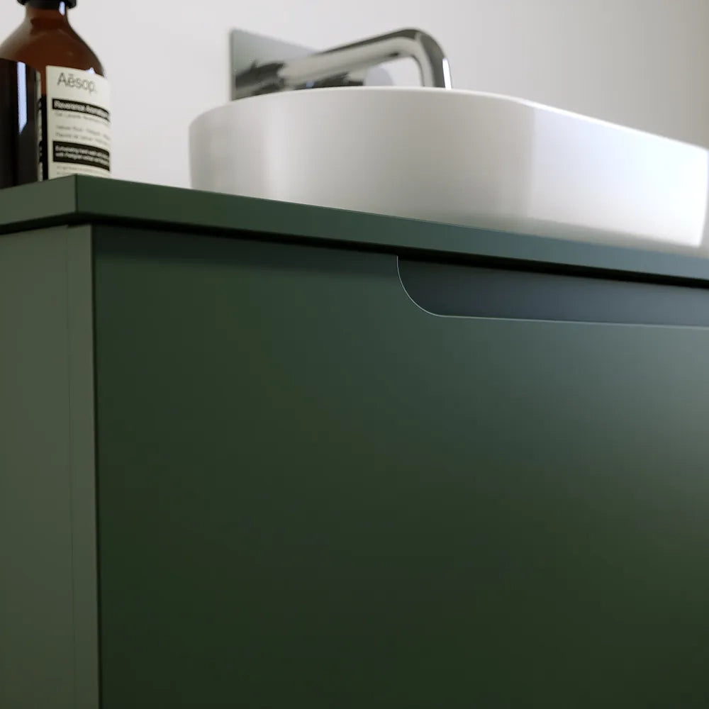 Mobile bagno sospeso 90 cm un cassetto verde foresta opaco con top | Ardenne