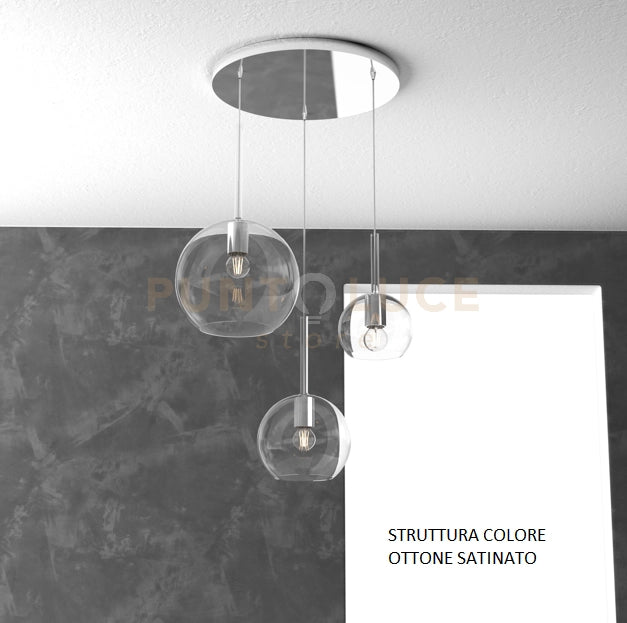 SOSP. OTTONE SAT. SPOSTABILE 3 LUCI VETRI (1 X GRANDE+ 1 X MEDIO+ 1 X PICCOLO)TUTTI TRASPARENTE 1155OS-S3 S MIX-TR