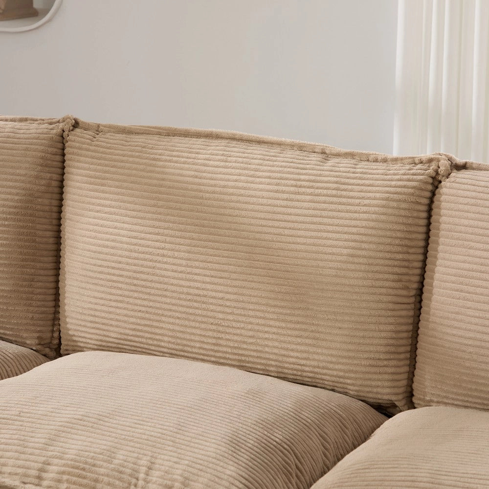 Divano 3 Posti con Poggiapiedi in Tessuto ¨C Xylo ¨C Beige/Khaki