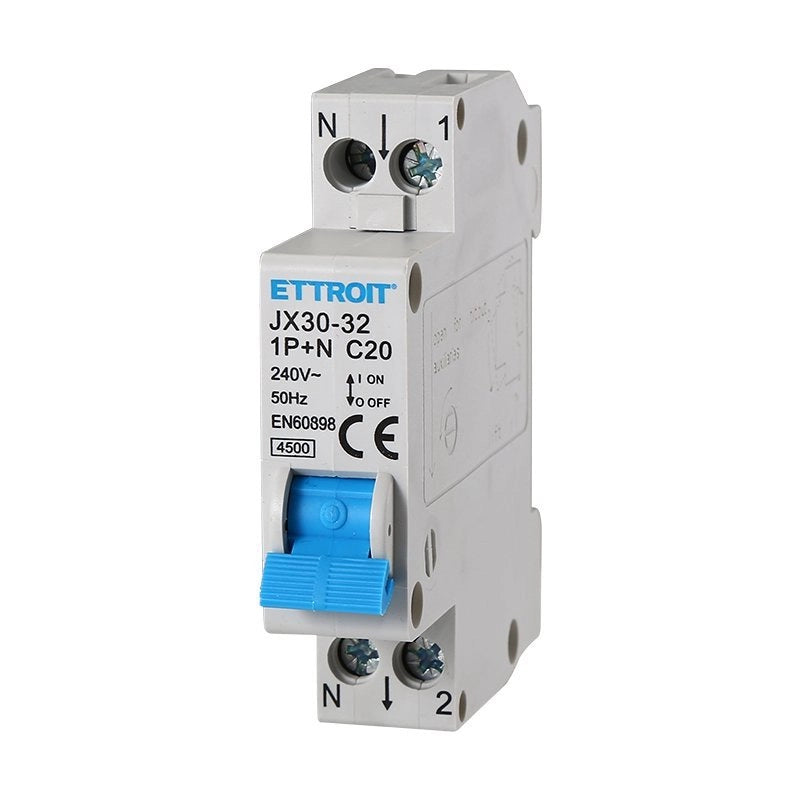 Interruttore Magnetotermico Automatico 1P+N 20A 4500A 220V Salvavita Stotz Occupa 1 Modulo DIN