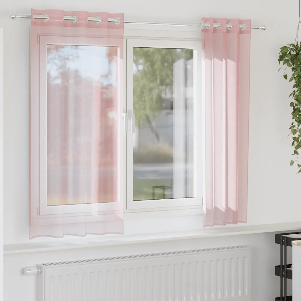 Tende in Voile con Occhielli 2 pz Rosa Chiaro 140x175 cm