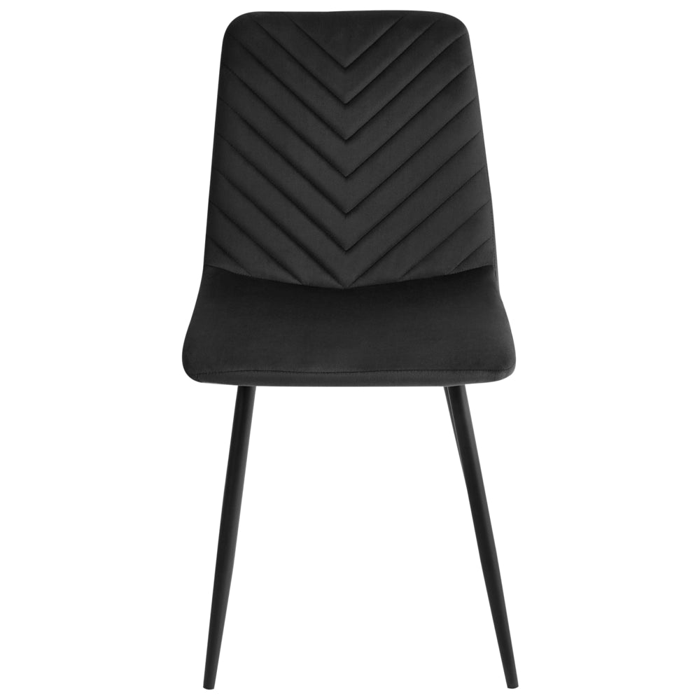 Set di 4 sedie da pranzo in velluto per la sala da pranzo gambe in ferro nero stile elegante