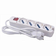 Trade Shop - Multipresa 4 Uscite Universali Spina 16a Cavo 1.5mt Bianco Con Interruttore 80174n -